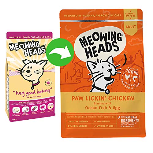Meowing Heads Dry Cat Food Comida Seca para Gatos-Paw Lickin' Chicken-100% Natural, Pollo Y Pescado Sin Aromas Artificiales, Ayuda A Mejorar La Digestión, 1.5 kg (Paquete de 1), 1500