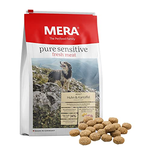 MERA Pienso para Perros Pure Sensitive Fresh Mat Adult Pollo, Patata – Alimento seco para Perros con una fórmula sin Cereales y 40% de Carne Fresca