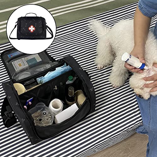 MERIGLARE Kit de Primeros Auxilios para Mascotas, Gatos, Perros, Oficina en casa, Viaje, Coche, Kit de Emergencia, Kit de Viaje para Mascotas, minibolsa de - Impresión ósea