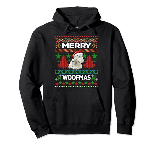 Merry Woofmas Ugly Sweater Navidad Bull Terrier Perros Sudadera con Capucha