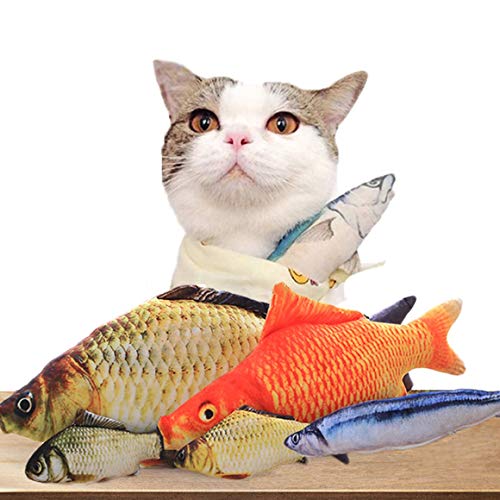 MeterBew1147 20cm Catnip Catmint Cat Favor Simulación Pez Gato Juguetes Forma de pez Poste rascador Peluche Corto para Suministros de Productos para Mascotas - Crucian Multicolor