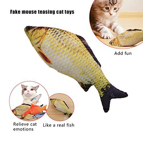 MeterBew1147 20cm Catnip Catmint Cat Favor Simulación Pez Gato Juguetes Forma de pez Poste rascador Peluche Corto para Suministros de Productos para Mascotas - Crucian Multicolor