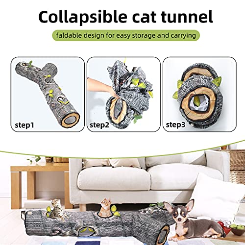 mingsheng Túnel para gatos, juguete grande y plegable, diseño de construcción de poliéster resistente, escondite plegable, gato doméstico, gato de casa, gran pliegue muy largo (65 x 150 cm)