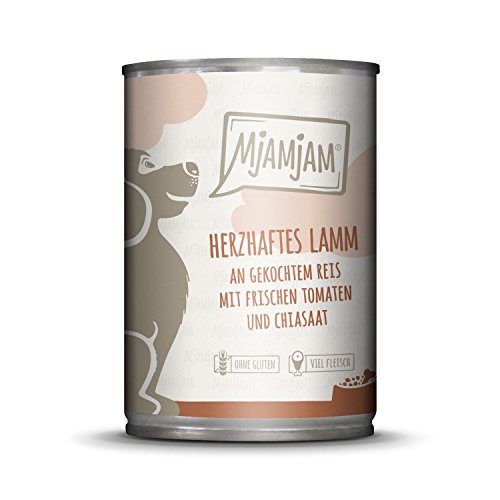 MjAMjAM - Comida húmeda Premium para Perros - Cordero Salado de arroz cocido con Tomates Frescos, 1 Paquete (1 x 400 g), Natural con Mucha Carne