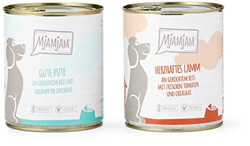 MjAMjAM - Pienso acuoso para Perros - MONOPROTEICO Pack I 3* Pavo y arroz, 3* Cordero 6 x 800 g