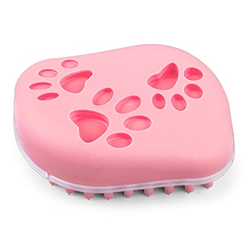 Molain Cepillo de baño para perro, cepillo de aseo de mascotas, peine de goma de silicona Cepillo de masaje para pelo de aseo de pelo cepillo de limpieza para cachorro perro gato (rosa)