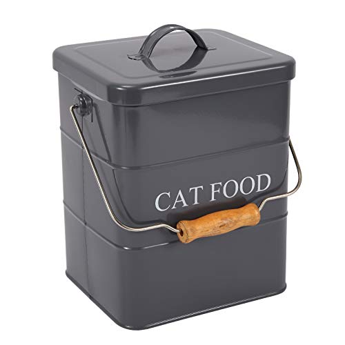 Morezi Recipiente de Almacenamiento de Comida para Mascotas de 6L, con Tapa y Cuchara, contenedor pienso Gatos-Gato-Gris