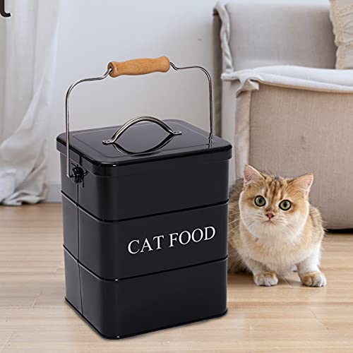 Morezi Recipiente de Almacenamiento de Comida para Mascotas de 6L, con Tapa y Cuchara, contenedor pienso Gatos-Gato-Negro