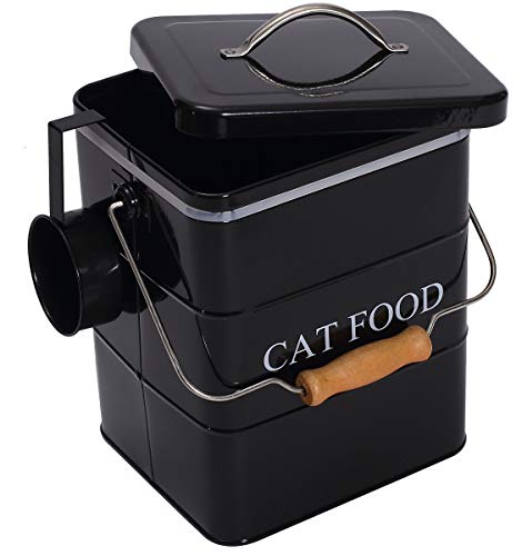 Morezi Recipiente de Almacenamiento de Comida para Mascotas de 6L, con Tapa y Cuchara, contenedor pienso Gatos-Gato-Negro