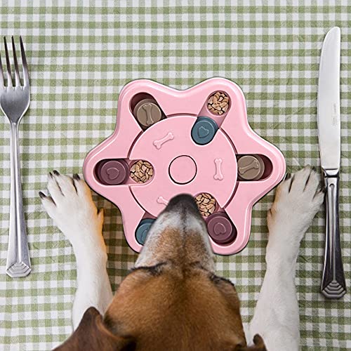 Mousyee Juguete de Puzle para Perros, Juegos Inteligencia Perros Rosa Bol para Juegos de Cerebro para Perros con Almohadillas Antideslizantes para Mejorar el Coeficiente Intelectual de Las Mascotas