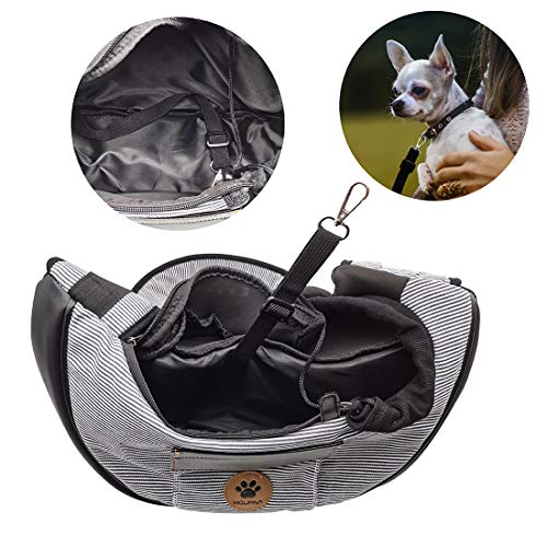 MQFORU Transportador de mascotas Perro Gato Pequeño Cachorro Bolsa de hombro Bolsa de viaje Manos libres Mochila plegable Sling (gris)