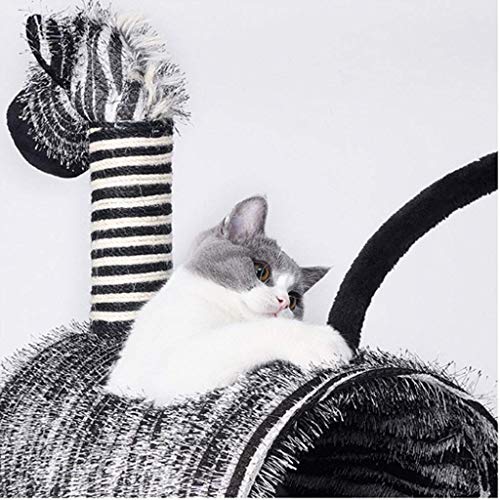 MU Zebra Cat Tree, Cat Tower Cat House Condominio con Postes de Rasguños, Actividad Torre Gato Play Muebles de Casa con Pelota Colgante, Juguete para Gatos