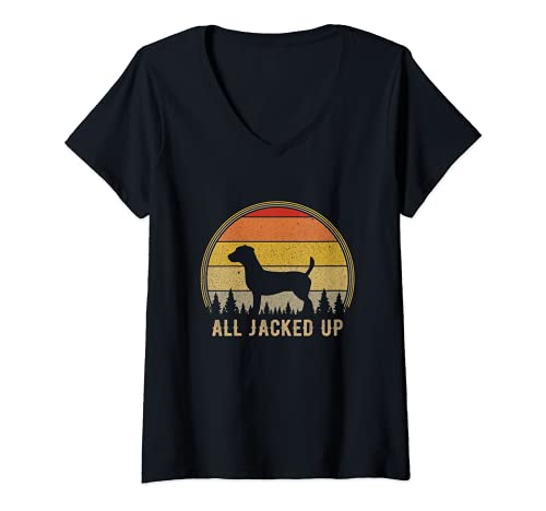 Mujer Perro Jack Russell Terrier Divertido Perro Terrier Todo Camiseta Cuello V
