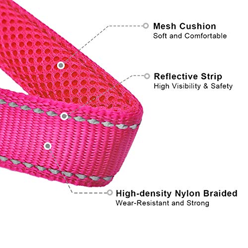 Mycicy Collar de estrangulamiento Reflectante para Perros, Collar de Entrenamiento de Nailon Suave para Perros (1" W x 22" L, Rosa Rojo)