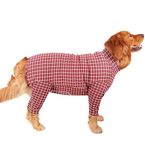 N / A Ropa para Perros Ropa de Perro Grande a Cuadros 100% algodón suéter de Perro Grande para Labrador Doberman Boxer Pijamas de Jersey de Cubierta Completa Chien