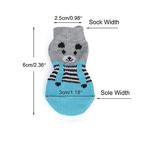 NA/ 4 pares de calcetines antideslizantes para perros y gatos con refuerzo de goma, protector de pata de mascota para suelos de madera dura, uso interior (S)
