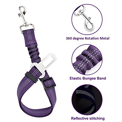 Nasjac Juego de Cinturones de Seguridad para Perros, cinturón de Seguridad para Mascotas con cinturón de Seguridad (M, Púrpura (cinturón de Seguridad del arnés))