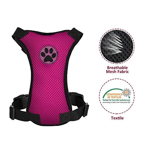 Nasjac Juego de Cinturones de Seguridad para Perros, cinturón de Seguridad para Mascotas con cinturón de Seguridad (XXS, Rosa roja (con Cinturón de Seguridad))
