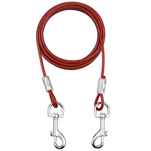 NATUCE Cable para Atar Perros, 10 pies / 3M Cable de Amarre para Perros de hasta 176 Libras, Adecuado para Todas Las Razas (Rojo)