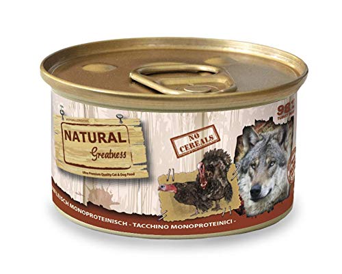 Natural Greatness Comida Húmeda para Perros Receta Monoproteica de Pavo Pack de 24 Unidades. 170 gr Cada Lata