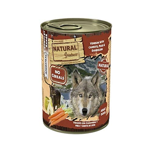 NATURAL GREATNESS - Pienso de Pollo para Perros Cachorros Hipoalergénico Sin Cereales - Saco 6 kg + 3 Latas Venado y Zanahoria | ANIMALUJOS