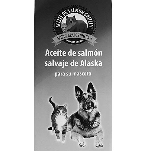 Natural Greatness Suplemento de Aceite de salmón Grizzly para Perro y Gato - Natural - Omega 3 y 6 | ANIMALUJOS (250 ml)
