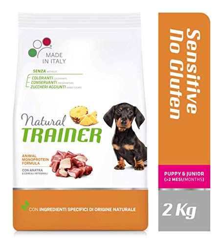 Natural Trainer Sensitive No Gluten - Pienso para Perros Mini-Toy Puppy-Junior con Pato y Cereales Integrales - 2kg