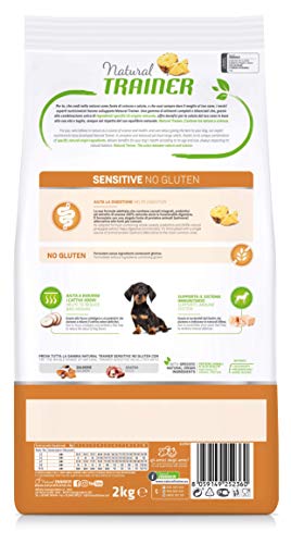 Natural Trainer Sensitive No Gluten - Pienso para Perros Mini-Toy Puppy-Junior con Pato y Cereales Integrales - 2kg