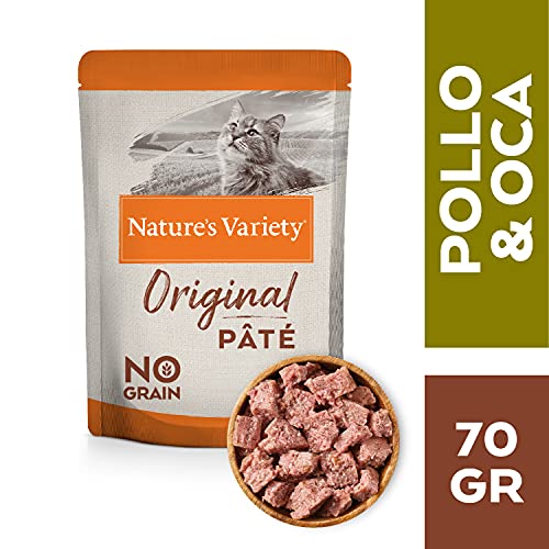 Nature's Variety Original No Grain - Paté para Gatos Adultos con Pollo con Ganso - Caja 12 x 70 g