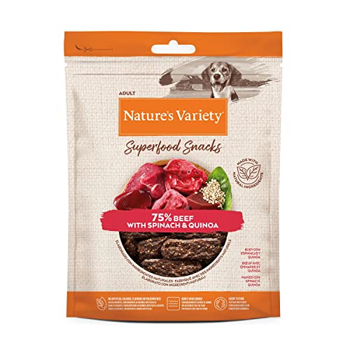 Natures variety Snacks para Perros Adultos con Buey, Espinacas y Quinoa 85g x 8