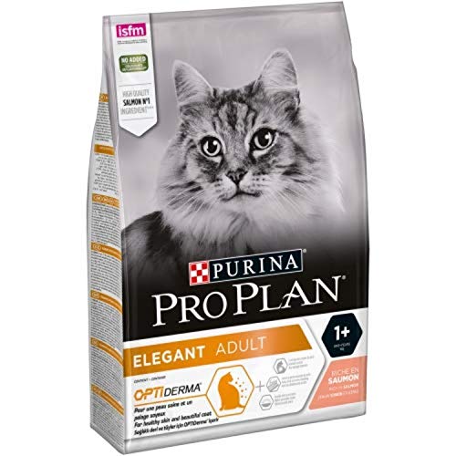 Nestlé Purina Pro Plan Comida para Gato pienso para Gato Elegant con Optiderma Salmón 3 kg - Pack de 4