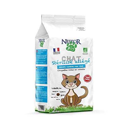Néstor Bio - Croquetas ligeras orgánicas para gatos esterilizados - 2kg