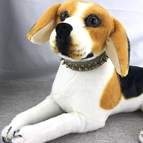 Newtensina Retro Bronce Tachonado Perro Collar Perrito Collar con Remaches para Pequeño Perros Medio Perros - Gris - XS