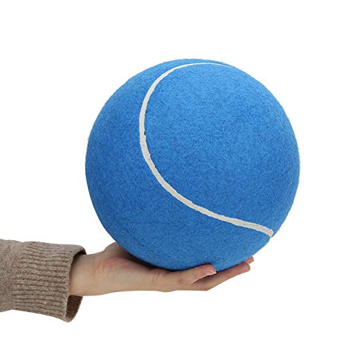 Nicoone Bola de tenis gigante gigante de gran tamaño de 8 pulgadas grande inflable de goma pelota de tenis Signature Pet Toy con red para jugar azul (azul)