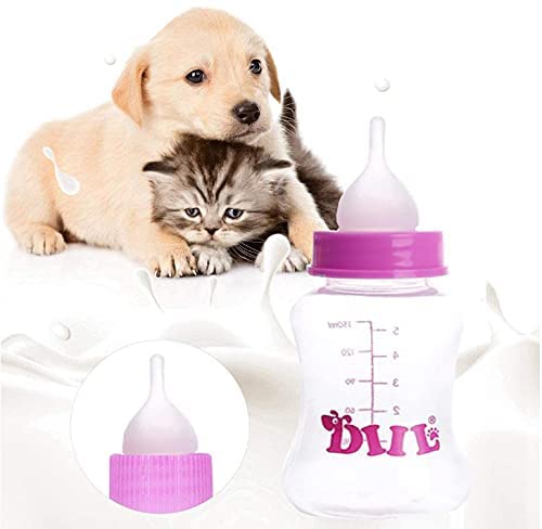 NN/A Sipiris Botella de Leche del Animal Doméstico,2 Kit de Biberón de Mascotas con 5 Pezones de Repuesto 2 Cepillo para Pezones para Pezones Adecuado para Pequeños Cachorros Gatitos(150ml+60ml)
