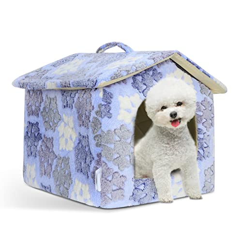 Nobleza Casa para Perro pequeños, Cama para Gato con colchón extraíble, Plegable Casa para Gatos, Perros Conejos, 48x45x39cm M,Azul
