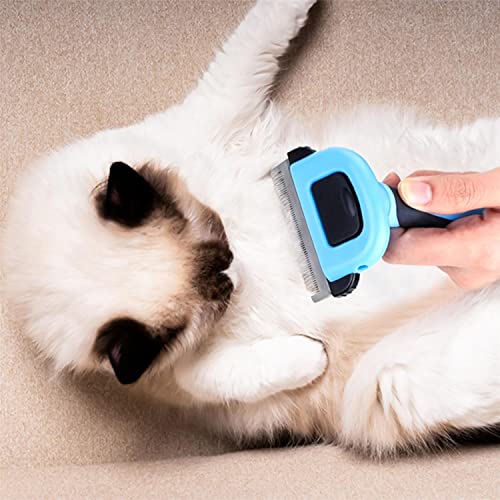 Nobleza Erramienta Deshedding para Gatos,Peine Quita Pelos Gatos con Botón de Depilación Rápida,Cepillo para Mascotas，13.5 * 7CM，Azul