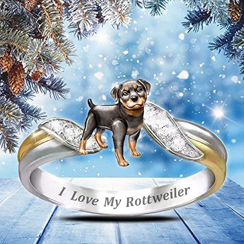 Nombre Anillo de PET personalizado, anillo de perros de cristal 2022, el anillo de perro dulce, regalo de joyería de cumpleaños lindo para niñas-10,E