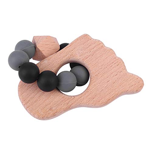 NUOBESTY Juguete de madera para bebé de la dentición de los juguetes de madera mordedor anillo de enfermería pulsera sonajeros de madera sensoriales juguetes masticables Montessori juguete pie