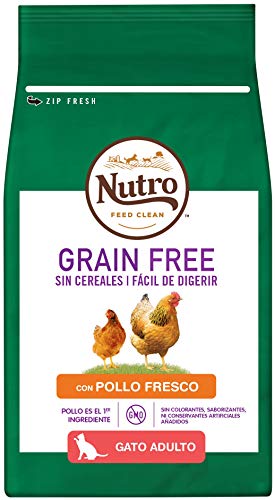 Nutro Grain Free Alimento Seco con Pollo Fresco para Gatos Adultos, Pienso Sin Cereales ni OMG, 1,4 kg