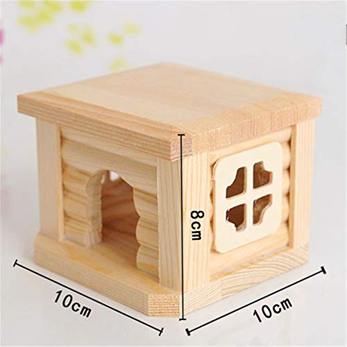 Nvshiyk - Caseta para hámster de madera para hámster y hámster (hibernación Shelter para los pequeños animales (color foto), tamaño 10 x 10 x 8 cm)