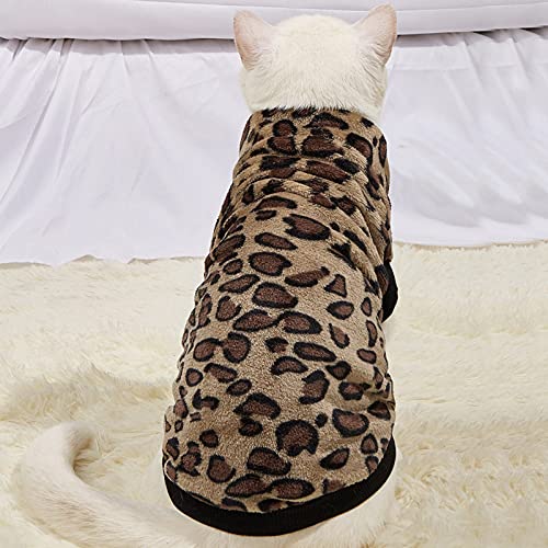 NXACETN Abrigo de cachorro estampado de leopardo mantener caliente felpa perro chaleco ropa para mascotas ropa para mascotas - negro con blanco M