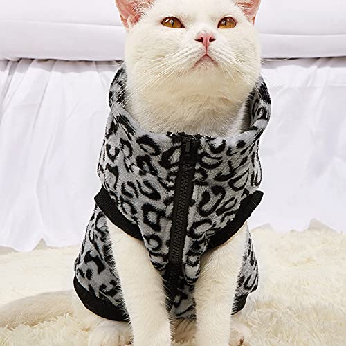 NXACETN Abrigo de cachorro estampado de leopardo mantener caliente felpa perro chaleco ropa para mascotas ropa para mascotas - negro con blanco S