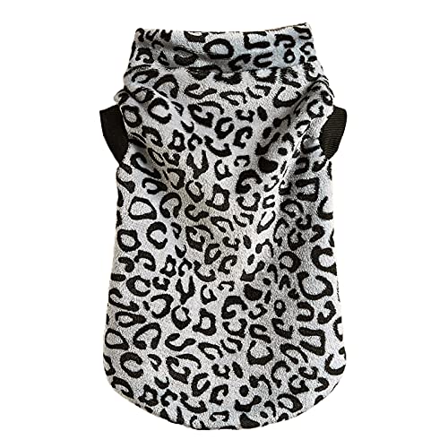 NXACETN Abrigo de cachorro estampado de leopardo mantener caliente felpa perro chaleco ropa para mascotas ropa para mascotas - negro con blanco S