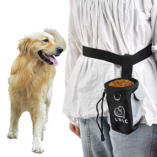 OFNMY Bolsa de Comida Portátil para Tentempiés para Perros Cinturón de Cintura Ajustable (60-120cm) para el Entrenamiento y la Formación de Mascota