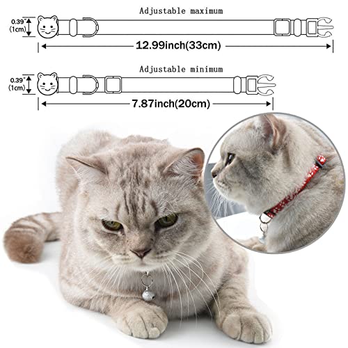 Onebarleycorn – 12 Collares de Gato de liberación rápida Reflectantes de Seguridad de Nailon con Campana de 20 a 33 cm