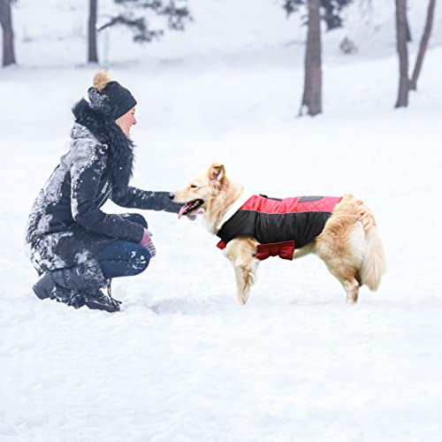 Oslueidy Abrigo de Invierno para Perros, Chaqueta cálida para Perros, Chaleco a Prueba de Viento, Traje de Nieve para Mascotas para Perros pequeños medianos y Grandes (XXL, Rojo)