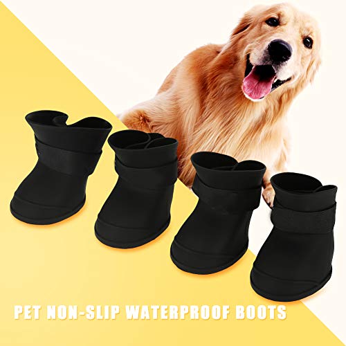Oumefar Botas de Silicona para Perros pequeños con Colores Dulces Zapatos Impermeables para Mascotas Zapatos Antideslizantes para la Lluvia para Perros Protectores de Patas Perros Gatos(XL-Negro)