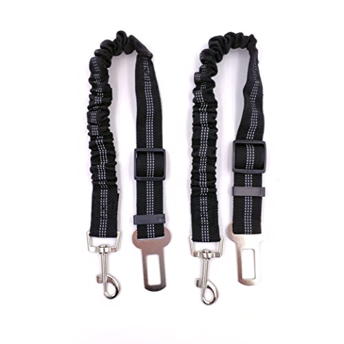 Pack de 2 Cinturon De Seguridad para Perros - Cinturon Perro Coche - Correa Perro Coche con Elástico y Fuerte Mosquetón para Trasportar Mascotas (2 Cinturones Negros)