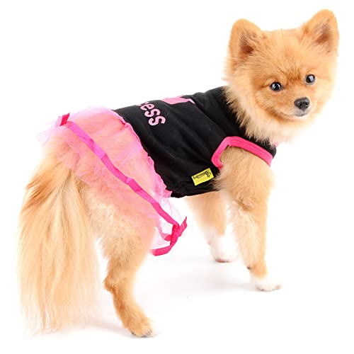 PAIDEFUL Rosa Vestido Tutu Camisas para Perros Pequeños Medianos Gatos Niñas Princesa de la Corona Camiseta de Algodón Suave Transpirables Puppy Chihuahua Yorkie Ropa para Mascotas al Aire Libre XL